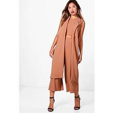 3 Piece Crop Culotte & Duster Co-Ord Set - tan - 38