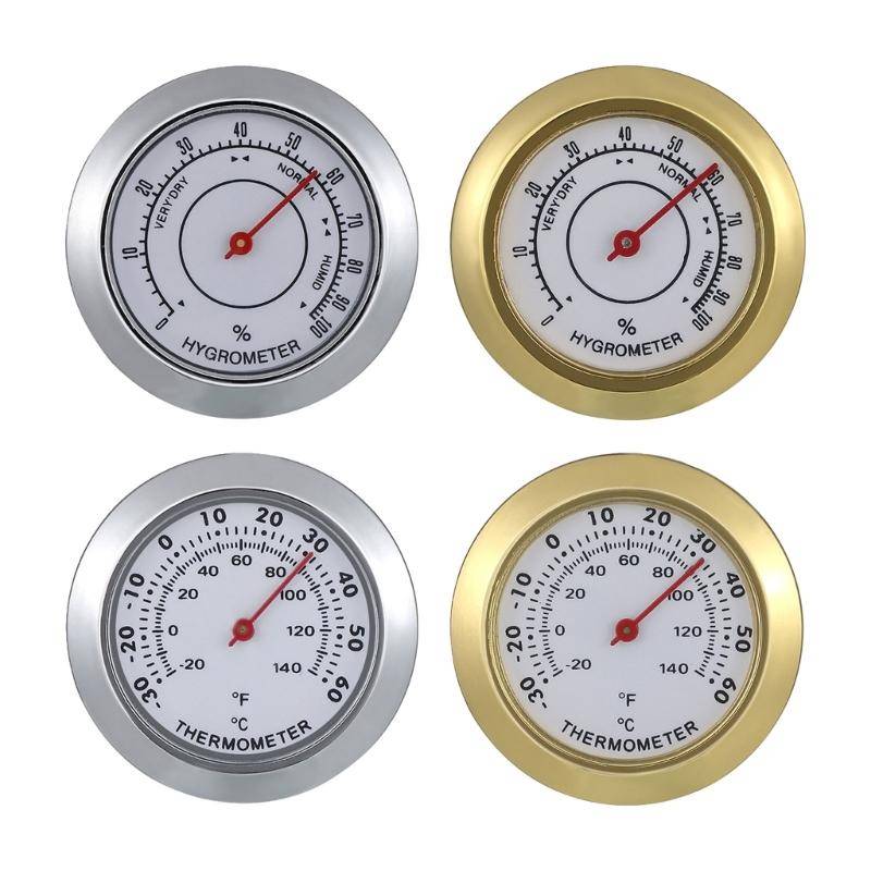 43 mm Mini Mekanisk Hygrometer Termometer Rostfritt Stål Temperatur Fuktighetsmätare För Inomhus Utomhus