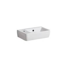 Geberit Renova Compact Wandwaschtisch Hahnloch links, mit Überlauf, weiß, KeraTect