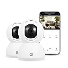 Garza Smart IP-kameror, WLAN, 360°, intelligent intern övervakning, hög upplösning, 1080p, HD, rörelsedetektor, mörkerseende, tvåvägsljud, WLAN, 2,4 GHz, fjärrkontroll via app