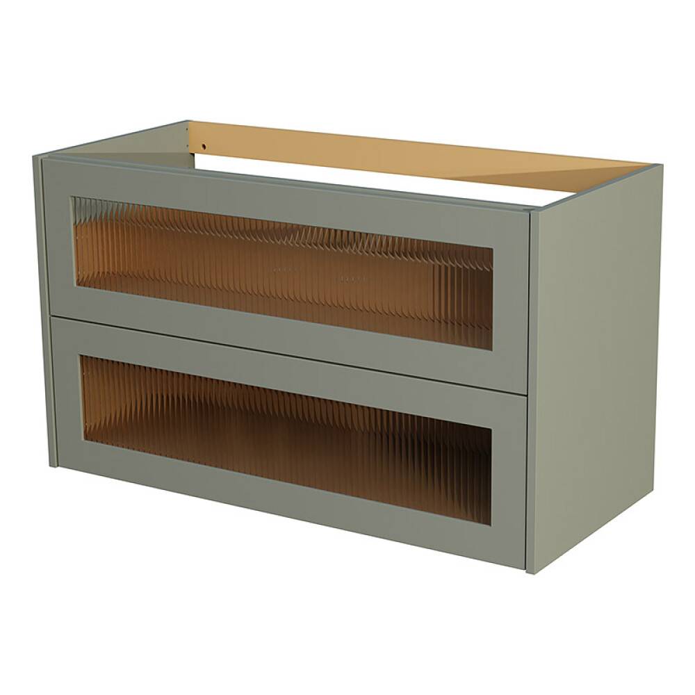 TVÄTTSTÄLLSSKÅP CAMARGUE AURA 2 LÅDOR 100CM LINJEGLAS OLIV