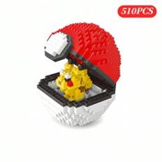 510Pcs Pokemon Blocks Pikachu Pokeball Small Particles Mini Building Assembled Pikachu Anime Figure Block Model Toy Gift Room Decoration