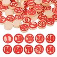 Vaguelly 2 Set Vintage Tombola Italienska Spelbrickor Bingochips Trätombola Standardbricka Bingospelpjäser Brädspelsnummer Schackpjäser Själv