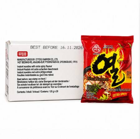 Snabbnudlar Yeul Ramen Extra Stark 120gx20st/Krt Ottogi Korean