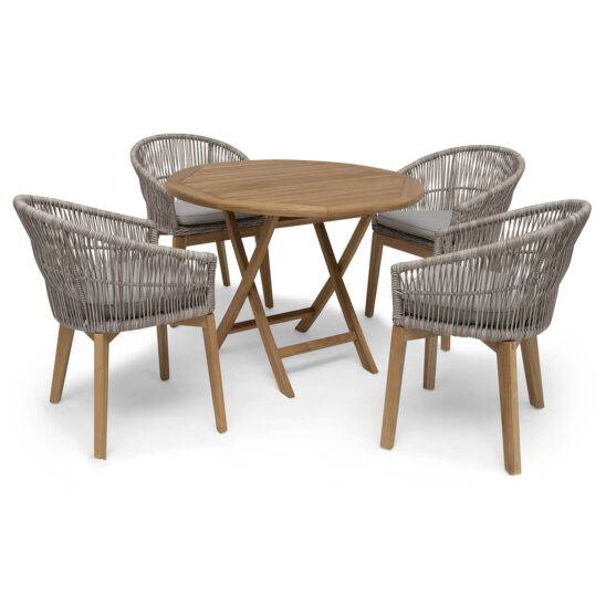 Himmelsnäs/Nova matgrupp beige - 4 stolar - Ø100 cm - Beige/Träfärgad