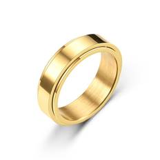 Cross-border popular rotating titanium steel ring women's Japanese and Korean simple 18.9mm/0.74in Inner Diameter svart