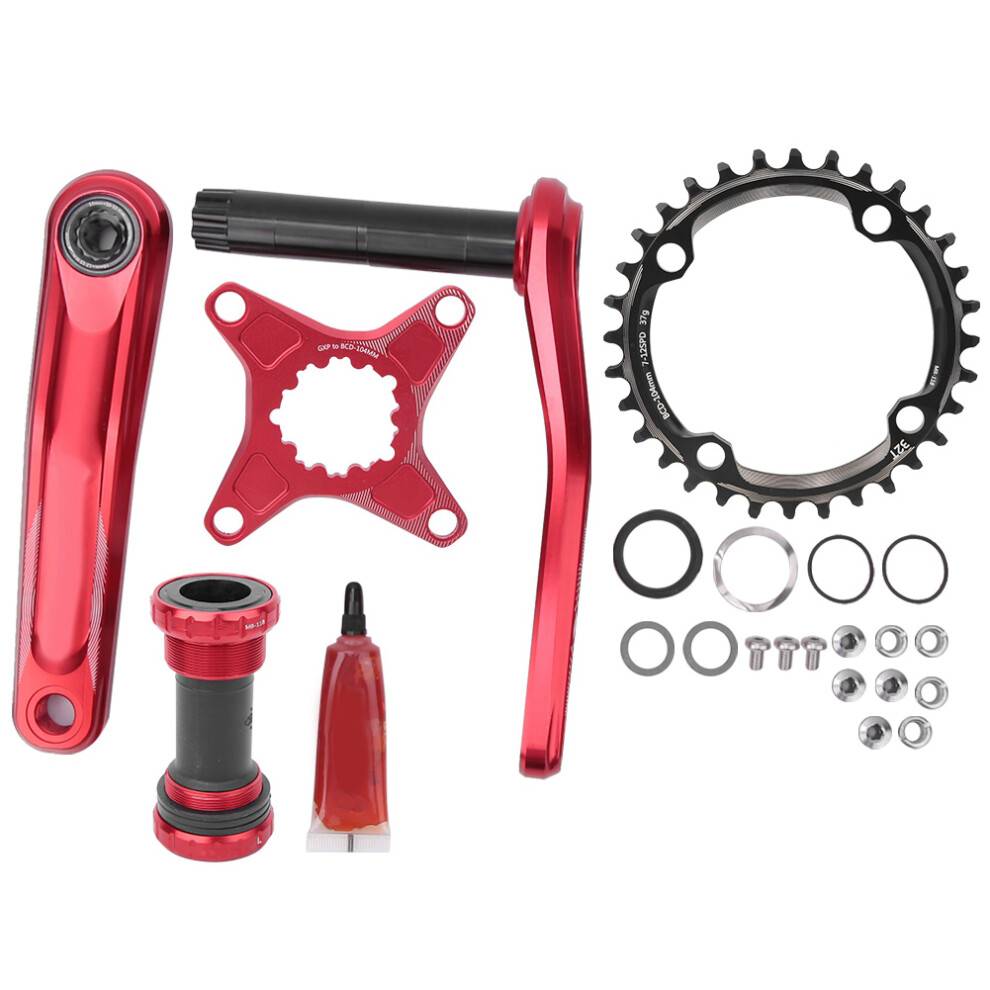 Cykelkranksæt med klinge, 104BCD4Arms mountainbike-kranksæt, Single Speed-kranksæt CNC-proces Hollow Tech-design til MTB-landevejscykler,