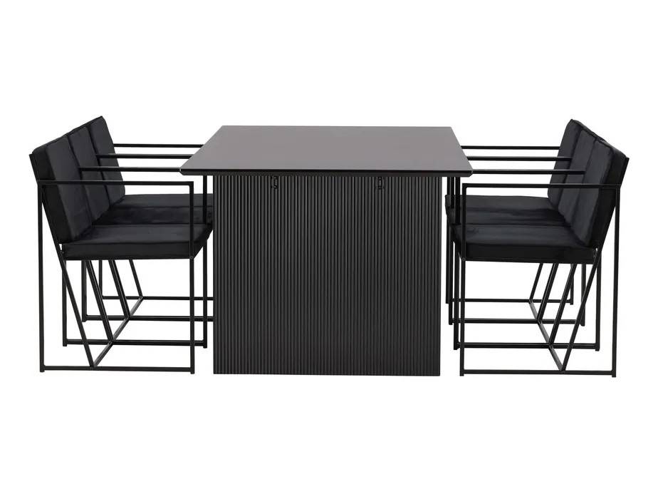 Venture Design Vail & Richmond spisegruppe Sort/sort 6 stole og borde 200 x 100 cm
