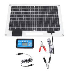 100W Solpanelssats, 12V 24V Monokristallin Bärbar Solpanel med 100A Laddningskontroll, kabel- och Batteriklämmor, Solladdare för Husbil, Marin, Båtar, Släp, Off Grid-system