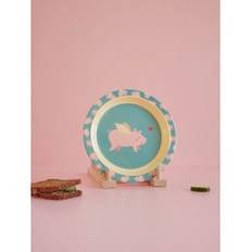 Rice Rund Melamin Tallerken, Flying Pig Print