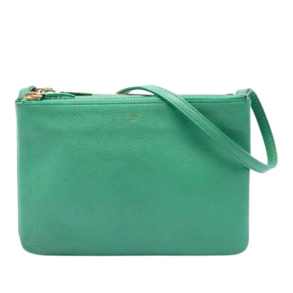 Celine Vintage Pre-owned Trio Bag - Vintage - Dame - Grøn - ONE SIZE - Uld