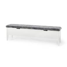 KLINTE bänk 160 cm vitlack äkta fårskinn