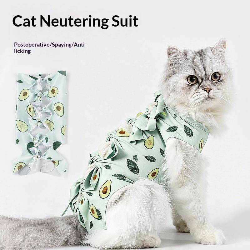 Kastreringsoverall för husdjur Katt Postoperativ Återhämtning Anti-slickande Kläder Justerbara Katt Sårskyddskläder Husdjurstillbehör
