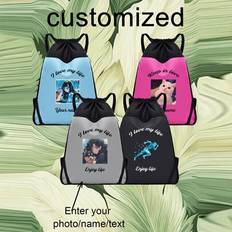 Drawstring Backpack With Basketball & Soccer Design, Waterproof, Lightweight, Foldable, Fashion, Customizable Text/Name, Suitable For Beach, Swimming, - Multicolor