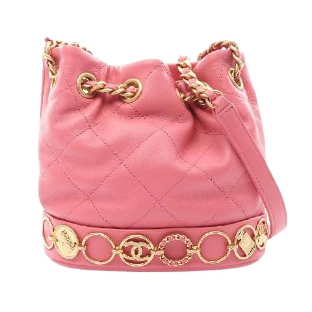 Chanel Vintage Pre-owned Matelasse Lambskin Skuldertaske - Vintage - Dame - Lyserød - ONE SIZE - Uld