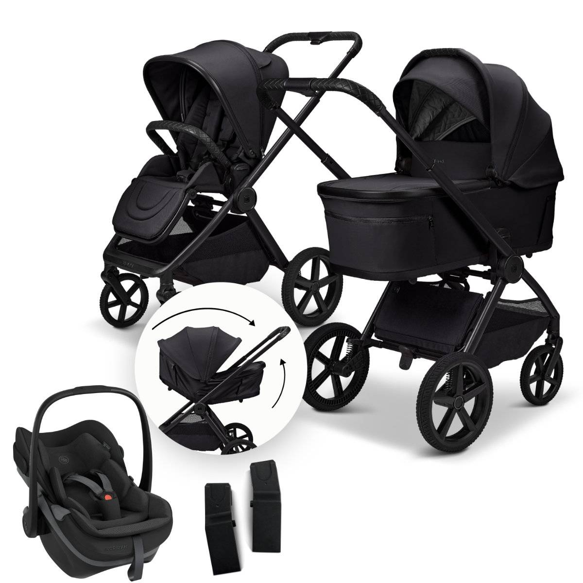 Moon Gio Fold 3-in-1 Stroller Set incl. Maxi-Cosi Pebble Slide Pro Infant Car Seat - Onyx