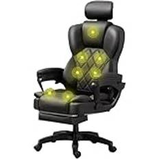 Executive Computer Desk Chair, 7-Point Massage Ergonomic Swivel Task Chair, Massage Office Chair With Footrest And Lumbar, Perfect For Office Comfort,C