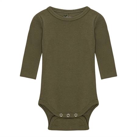 BIRKHOLM Langærmet Rib Body Oliven Grøn