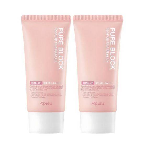 A’PIEU Pure Block Tone-Up Sun Base EX SPF50+ PA+++ 50 ml × 2-pack