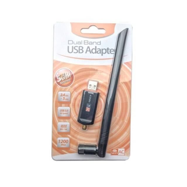 Kebidu nätverkskort 1200 mbps usb 3.0 trådlös wifi-adapter dubbelband för bärbar dator stationär 802.11ac standard med antennmottagare - Med detaljhandelspaket