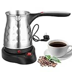 Elektrisk turkisk kaffemaskin med handtag, 500 ml elektrisk kaffekanna, elektrisk kaffebryggare, turkisk kaffekanna, espressobryggare, induktionshäll, turkisk kaffemaskin med resor i rostfritt stål