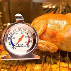 1 st Exakt ugnstermometer i rostfritt stål för el-/gasugn, direktavläsning för kök Matlagningsgrill Röktermometer med stor 2-tums urtavla (50-300°C/10 - Silver (50-300°C/100-600°F)