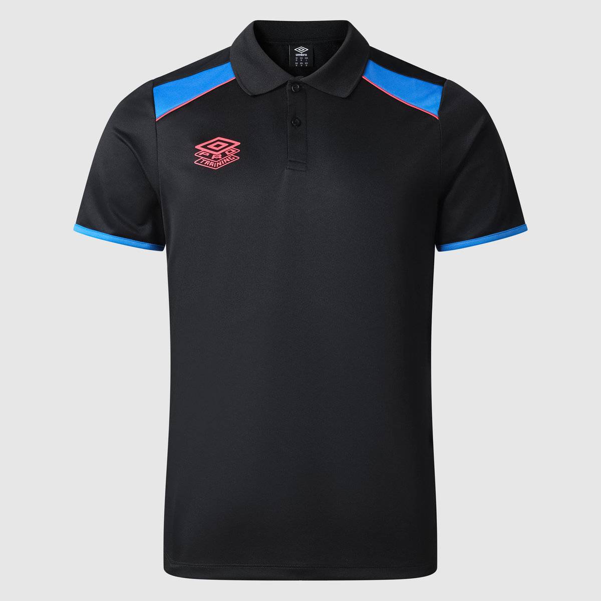 Umbro Pro Training Active Polo - Black / Electric Blue / Lava Pink