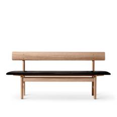 Fredericia Furniture - The Mogensen Bench, Oljad ek, Omni Black 301 - Bænke - Børge Mogensen - Sort - Læder/Træ