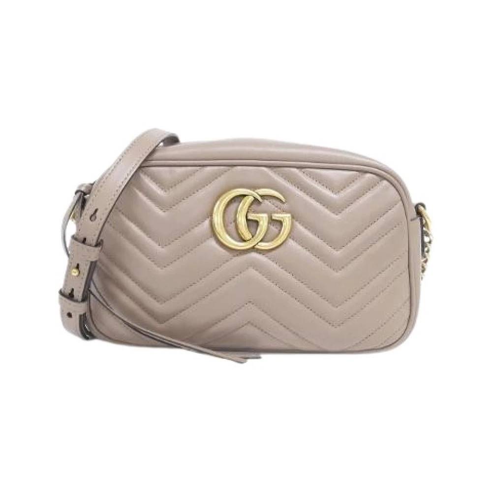 Gucci Vintage Pre-owned GG Marmont Matelasse Chevron Læder Skuldertaske - Vintage - Dame - Lyserød - ONE SIZE - Uld