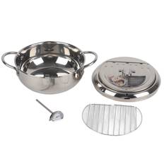 Stainless Steel Deep Frying Pan Japanese Tempura Fryer with Thermometer Control Non Stick Frying silver