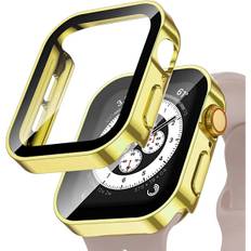 Vandtæt etui til Apple Watch 7 8 9 45 mm 41 mm skærmbeskytter Glas+ cover Bumper Hærdet iWatch 5 SE 6 44 mm-- 40 mm Tilbehør Guld Gold
