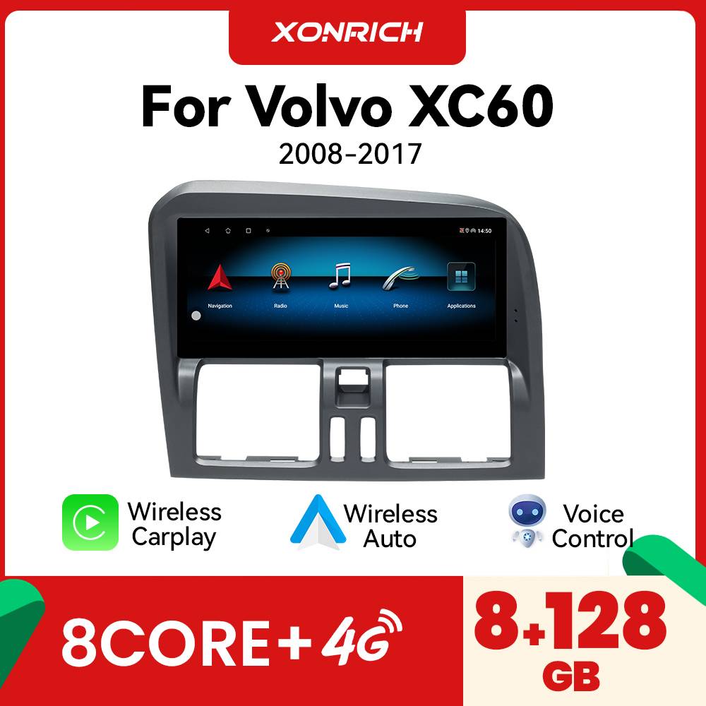 Wireless Carplay Android Auto Car Radio For Volvo XC60 2008-2017 Android 15 Multimedia Player 8GB+128GB GPS Navigation Stereo