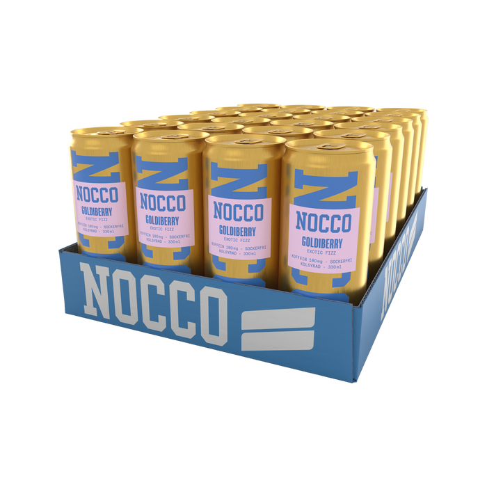 NOCCO Goldiberry 24-pack, 180mg koffein - BCAA - sockerfri funktionsdryck