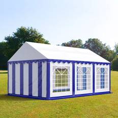 4x6m partytält, PVC 700, blå-vit - (6098)