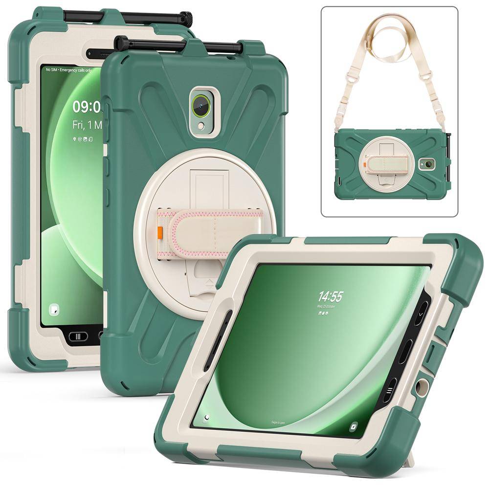 Surfplattfodral för 8,0'' Samsung Galaxy Tab Active 5/3 Active3/Active5 Fodral X300/X306B/T570/T575 Roterbart Stöd Silikon+PC-Skal
