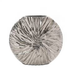Hestia Silver Metal Textured Round Vase 21x24cm One Size