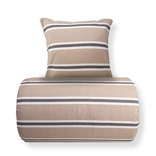 Sängkläder - Bomullssängkläder i flanell - Beige med ränder