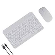 Ultrasmalt trådlöst tangentbord och mus kombo för iPad Windows iOS PC laptop surfplatta Mac Android uppladdningsbart ergonomiskt och kompakt Bluetooth tangentbord mus set (vit)