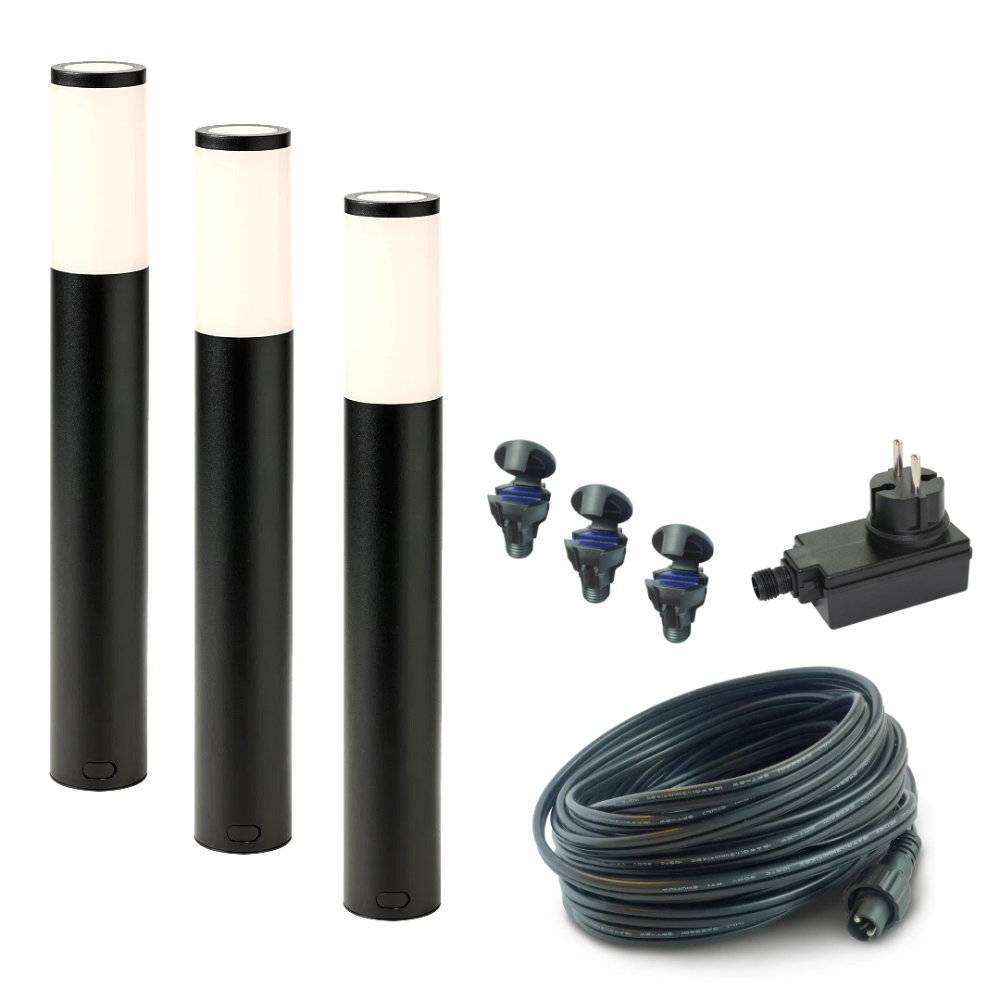 Pollare Lunia Svart 1W 60lm IP44 3-pack