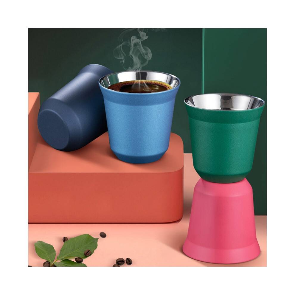 80Ml Double Wall Stainless Steel Espresso Cup Insulation for Pixie Coffee Cup Capsule Shape Coffee Mugs,C
