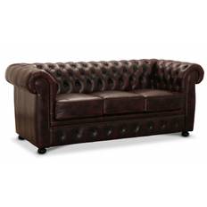 Chesterfield Liverpool soffa 3-sits läder oxblod