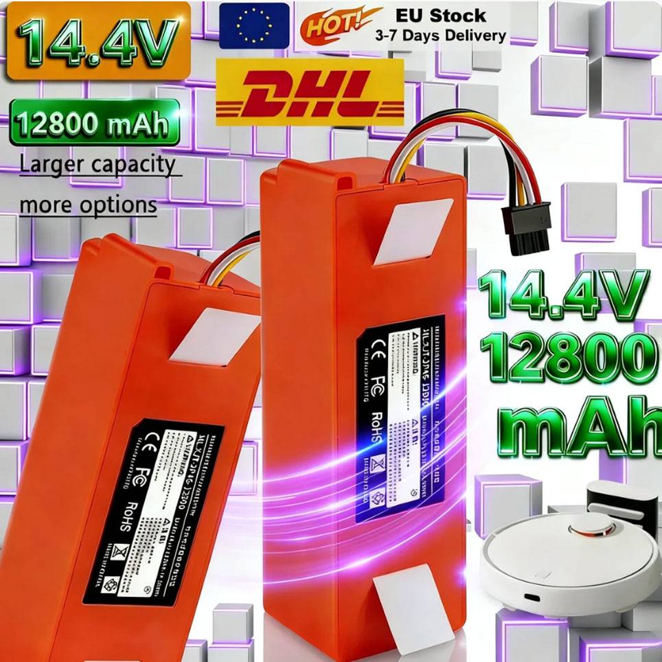 12800mAh Robotic Vacuum Cleaner 14.4v Replacement Battery For Xiaomi Roborock S55 S60 S65 S50 S51 S5 MAX S6 Parts s50 battery