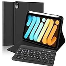 FOGARI iPad Mini 7 tangentbord – iPad Mini A17 Pro tangentbord 2024 – tangentbord för iPad Mini 6, QWERTZ tyskt tangentbord, magnetiskt, trådlöst Bluetooth, avtagbart för iPad Mini 7/Mini 6 8,3 tum,
