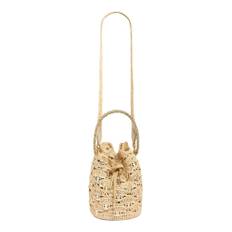 Rabanne, Taske, Dame, Brun, ONE SIZE, Uld, Medallion Disc Raffia Bucket Bag