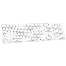 OMOTON Bluetooth-Mac-Tastatur, Kabellose Magic Keyboard für Apple MacBook Pro/Air, iMac, iMac Pro, Mac Mini/Pro, AAA Batteriebetrieben, Volle Größe, QWERTZ, Weiß