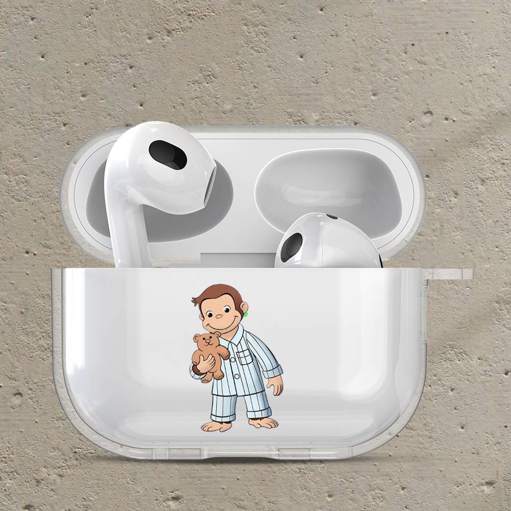 Cartoon Monkey & Bear Pattern Clear Case, For Iphone Airpods 4/ Airpods 3/ / Airpods Pro 2/ Airpods Pro, Perfect Gift For Girlfriend, Boyfriend, Women, Men, Husband, Wife, Or Yourself On Festivals.