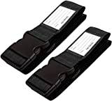OW-Travel Personliga Bagageband för Resväskor (Svart 2-pack) Lätt Att Upptäcka Robusta Resväskremmar med Bagageetiketter.Resebälte för Resväska Bagage.Väska rem Fodral Bälten Resväska Rem