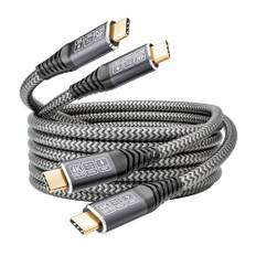 CAKOBLE USB C-kabel, [4 m/pack med 2] USB 3.2 Gen 2, 20 Gbit/sek, 100 W, snabbladdning, videoöverföring 5K/4K vid 60 Hz, USB C till USBC, för telefoner, laptop, iPad, hubb, docka, M3, SSD, eGPU, skärm