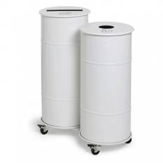Källsorteringskärl Brooklyn Bin Twin, Färg Vit, Lock 1 Kvadratiskt hål - Neutral, Lock 2 Take Away Plastic