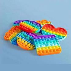 1PC/4ST Silikon Push Bubble Pop Fidget Sensory Toy, Circle Colorful Push It Popping (rundhet/fyrkantig/oktagon/hjärtformad), sensorisk bricka, samling - Multifärgad (runda,fyrkant,kärlek,stjärnanis,4 delar set)